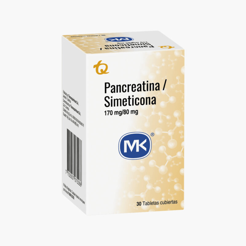 Pancreatina/Simeticona 170mg/80mg MK x 30 Tabletas Recubiertas